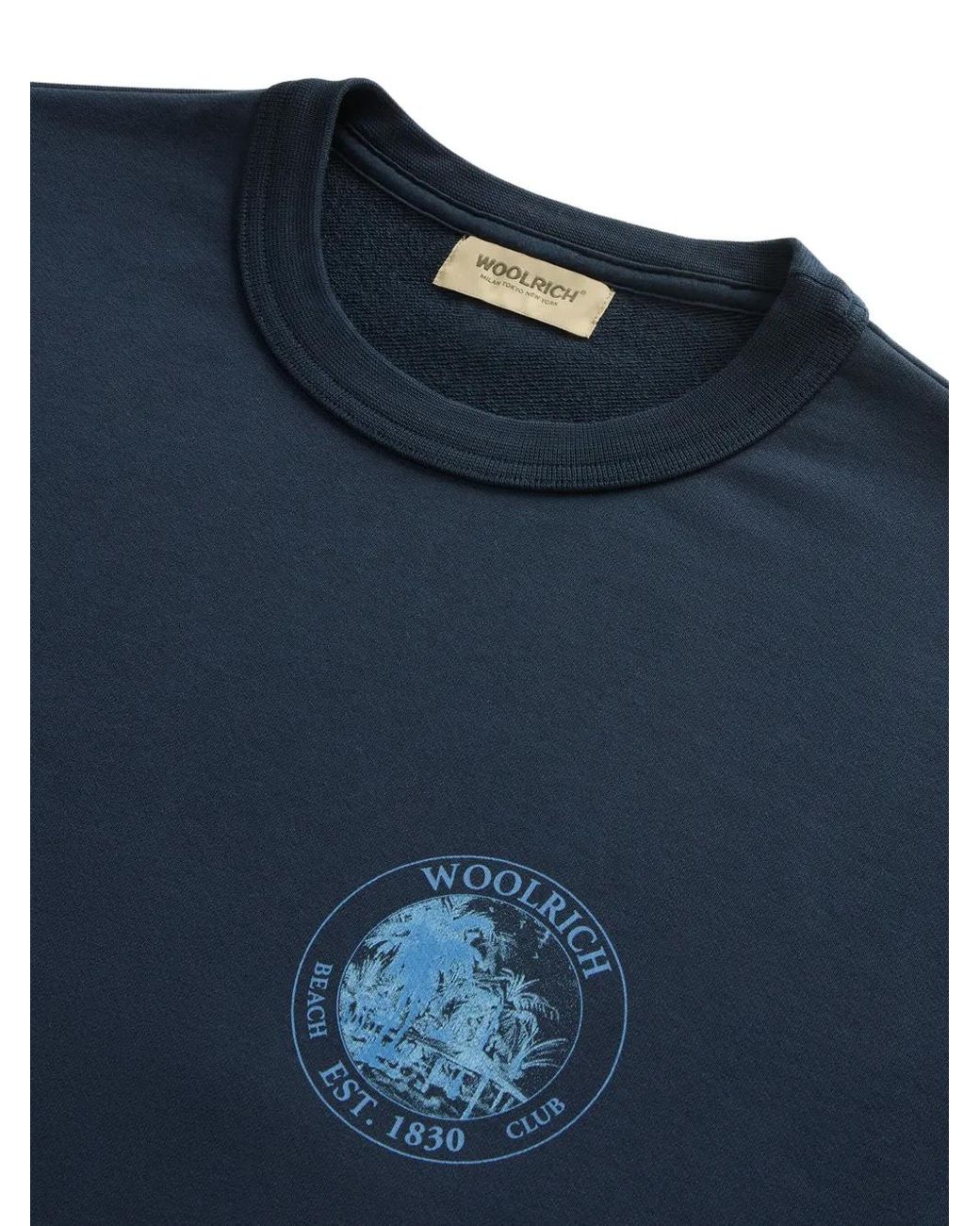 Woolrich Blue Graphic-Print T-Sweatshirt for men