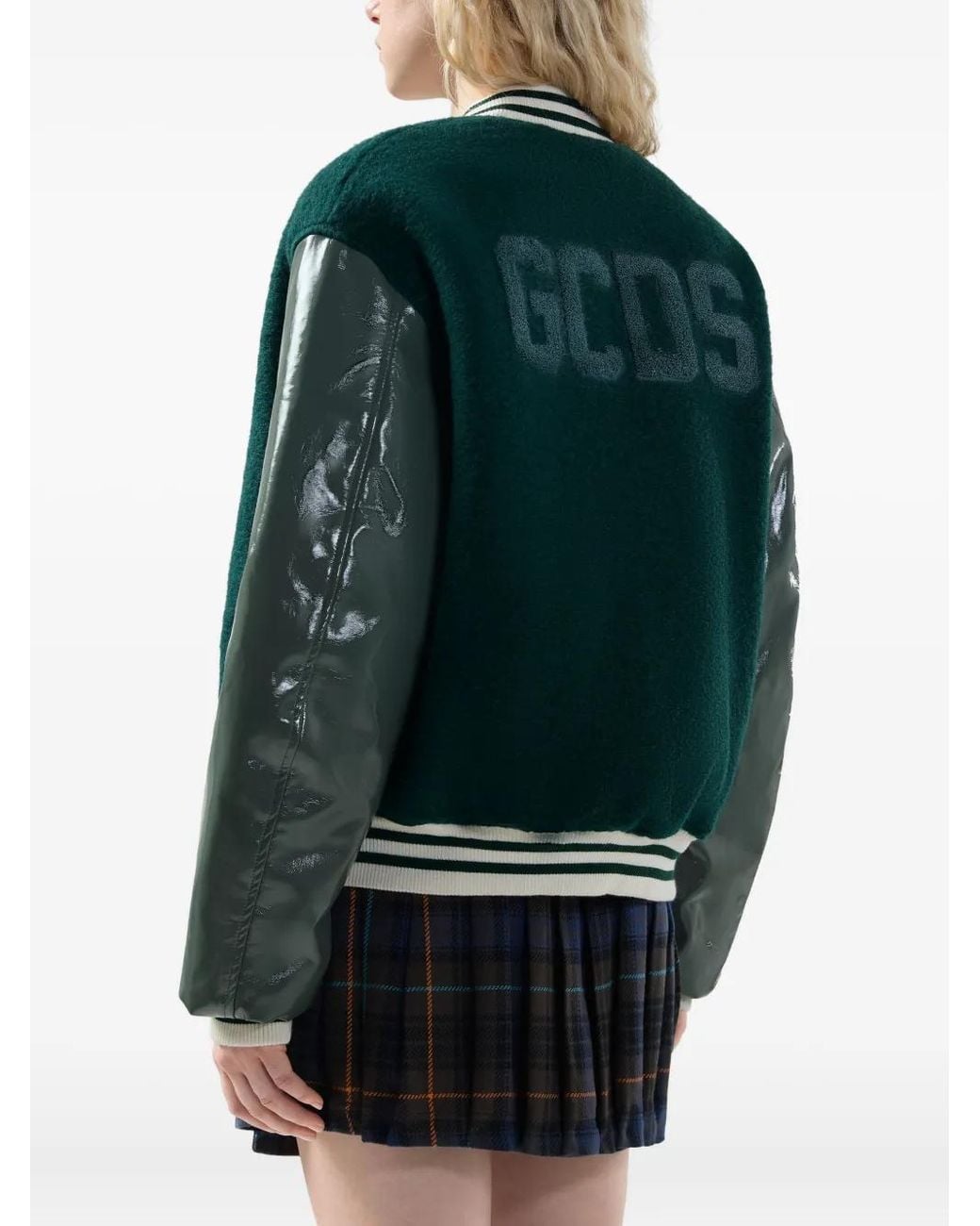 Gcds Green Letterman Zip Jacket