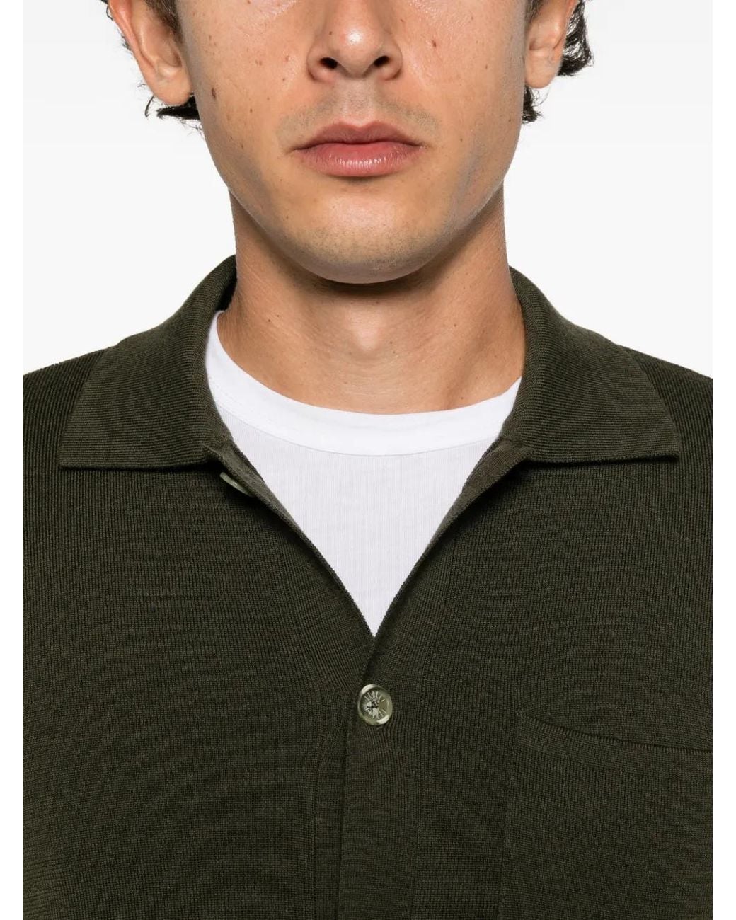 Fedeli Green Button-Up Cardigan for men