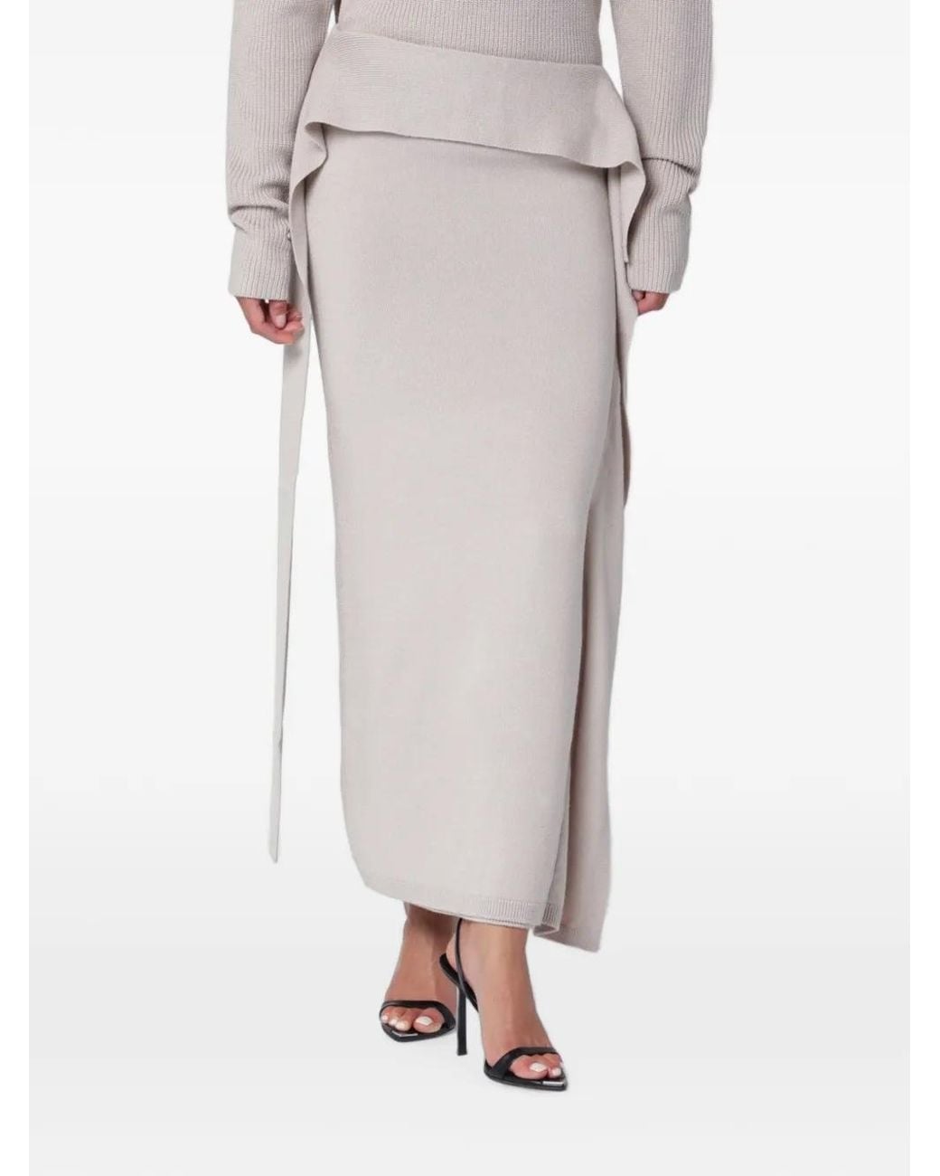 Entire studios Gedrapeerde Ribgebreide Maxi-Rok in het Gray