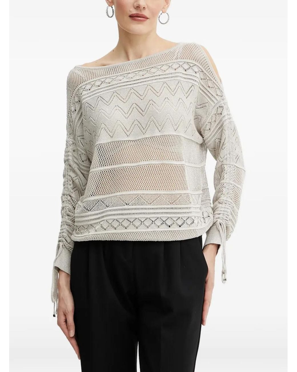 Guess White Pointelle-Knit Sweater