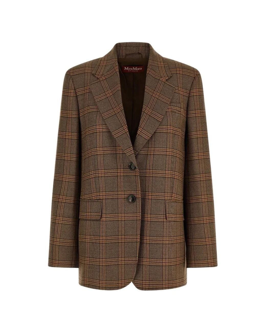 Max Mara Mstalca Geruite Wollen Blazer in het Brown