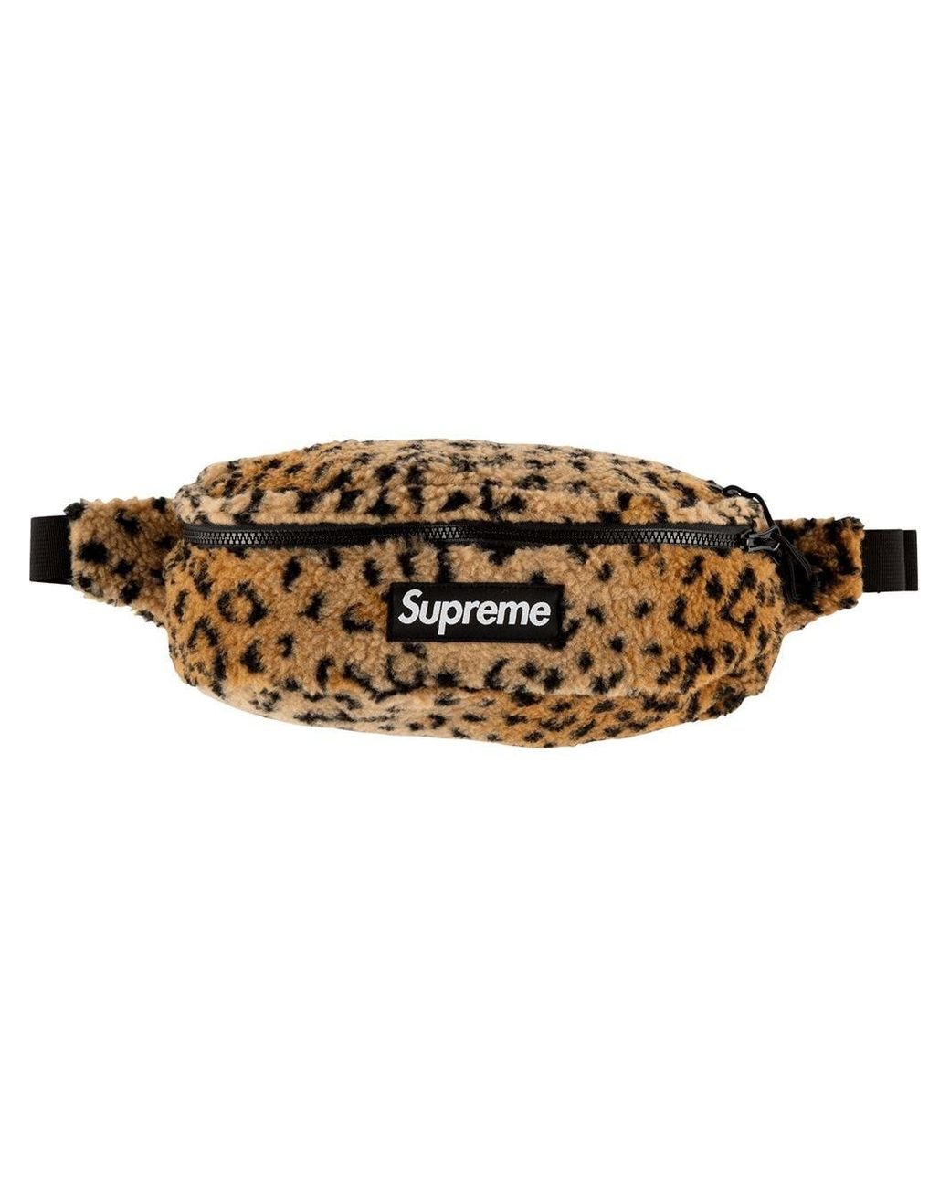 Supreme Leopard-print Fleece Belt Bag in Yellow | Lyst