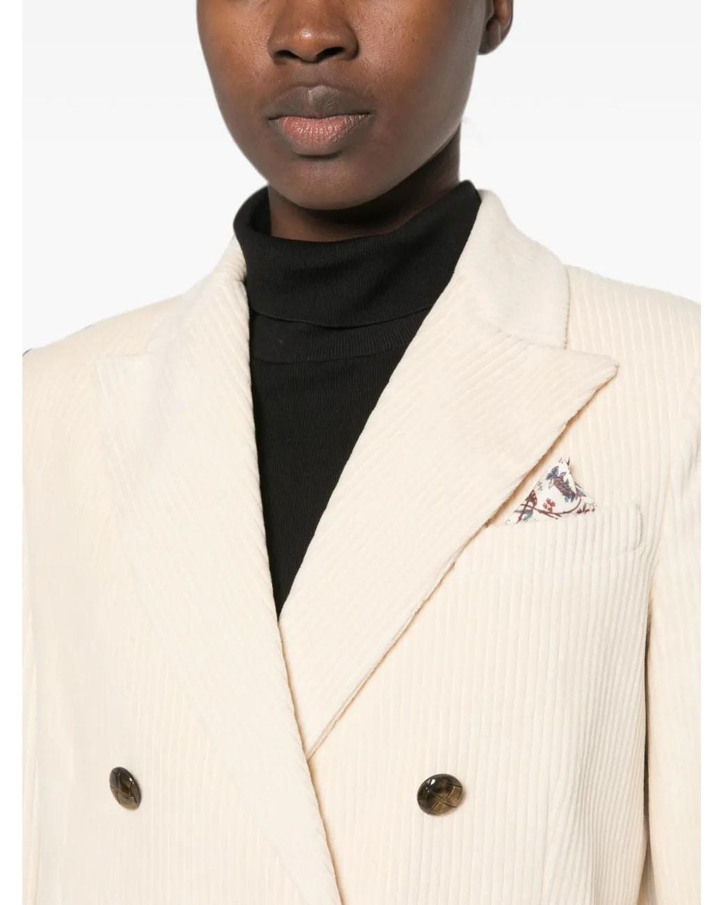 Circolo 1901 Natural Double-Breasted Corduroy Blazer