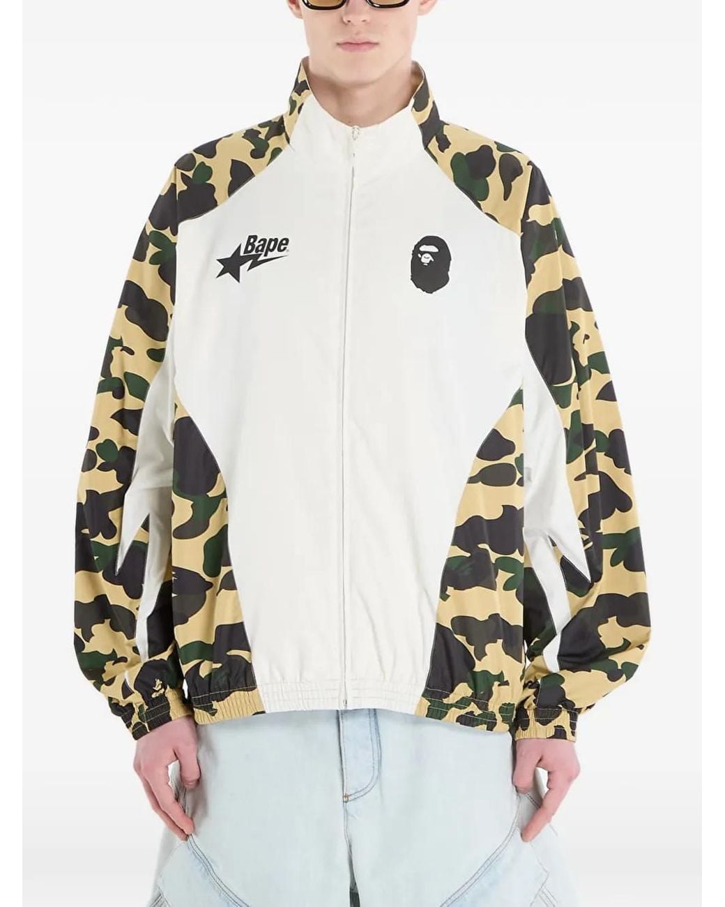 A Bathing Ape White 1St Camo Stand-Collar Track Jacket