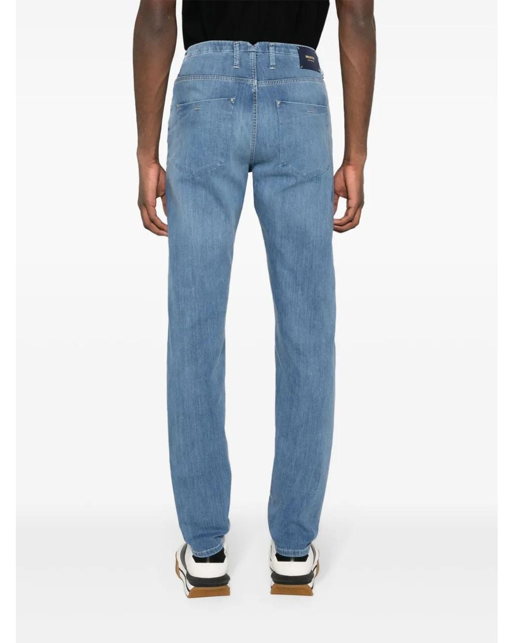 Incotex Blue Logo-Patch Tapered Jeans for men