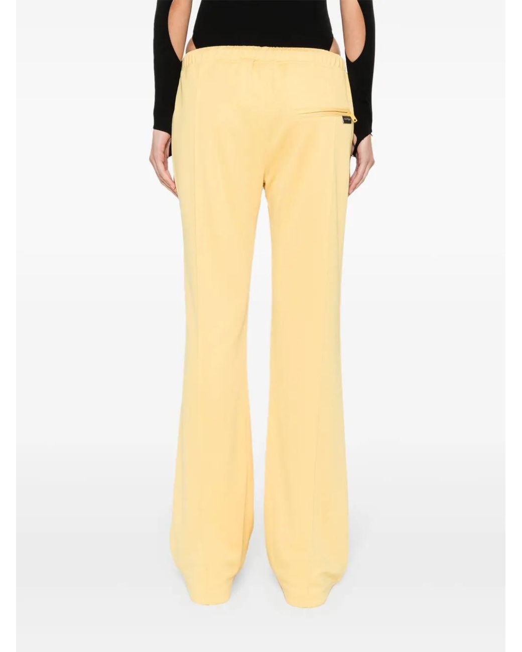 Courreges Yellow Logo-Appliqué Wide Trousers