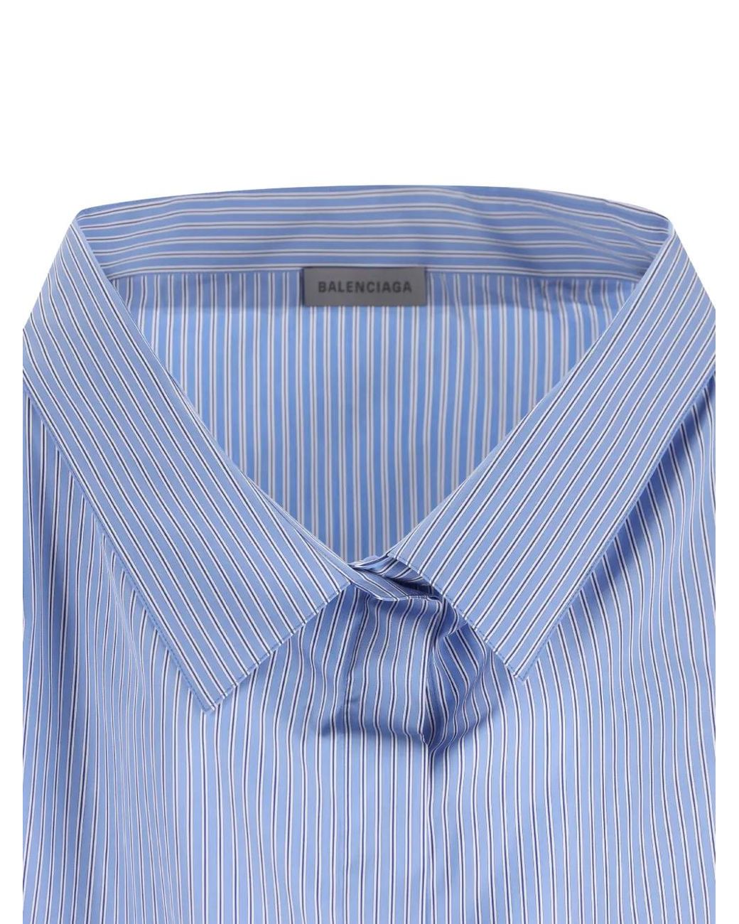 Balenciaga Blue Swing Vertical-Stripe Shirt