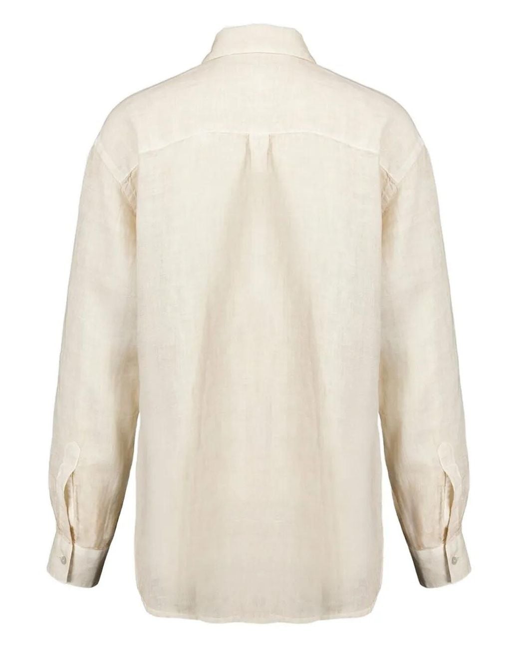 120% Lino White Button-Down Pocket Shirt