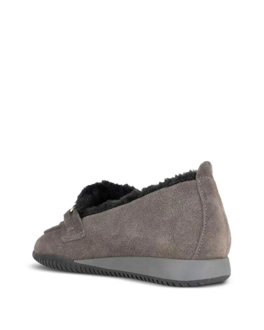 SERGIO MORETTI FIRENZE Gray Shearling-Trim Loafers