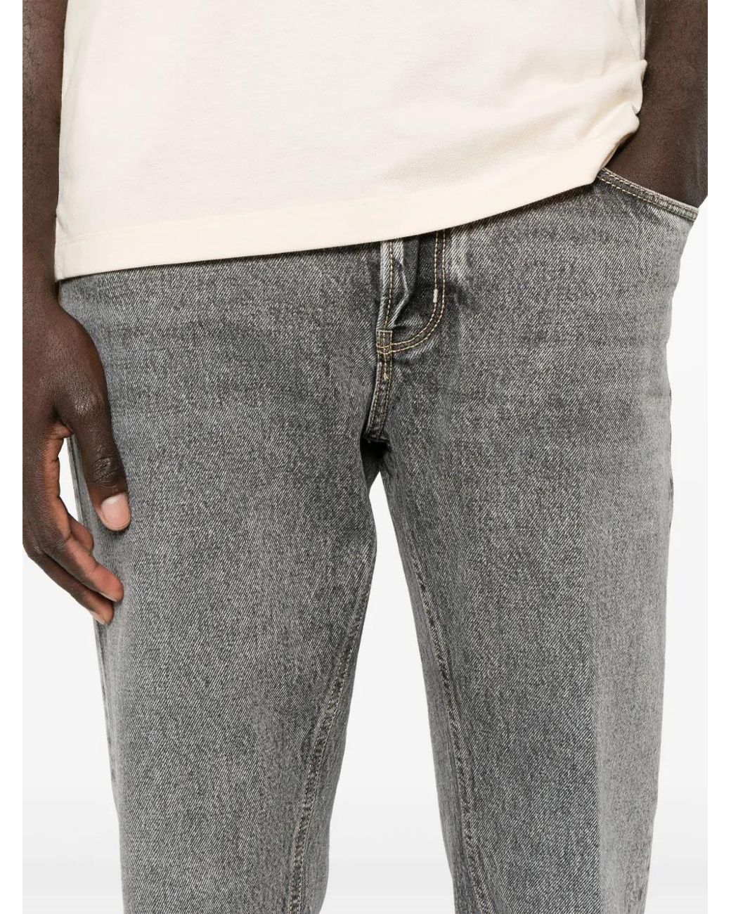PT Torino Gray Logo-Patch Jeans for men