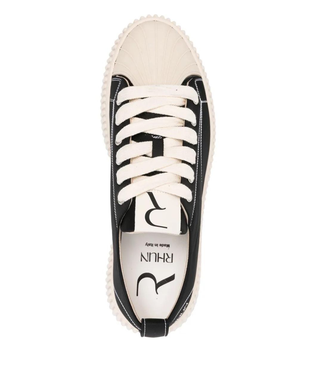 Rhun Black 2020 Trebleshell-Toe Contrast-Stitch Sneakers for men