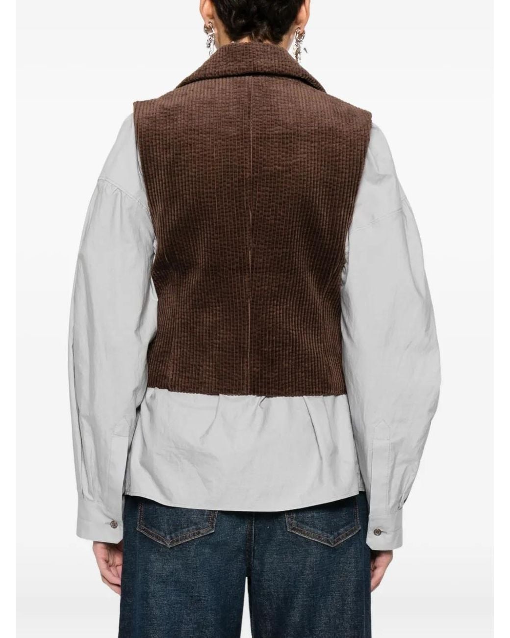 Ganni Brown Corduroy Buttoned Waistcoat