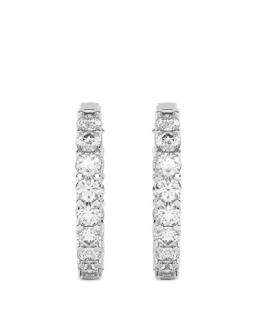 Diamond Essentials White Hoop-Design Diamond Earrings