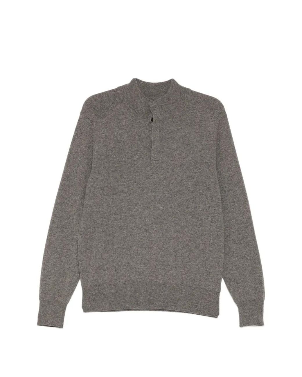 N.Peal Cashmere Gray Pull En Cachemire À Col Boutonné for men