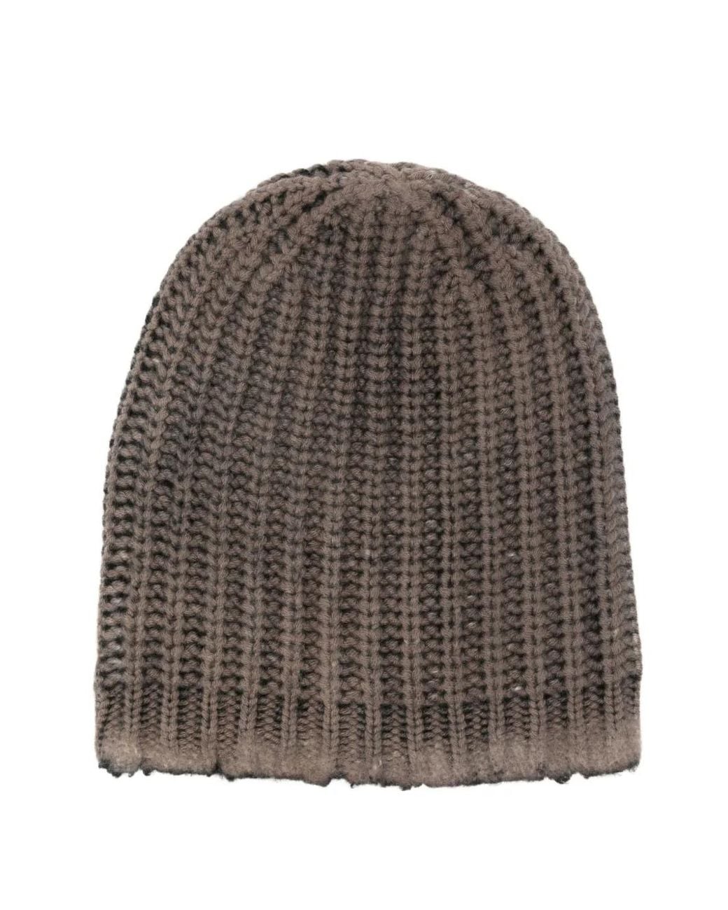 Avant Toi Brown Ribbed-Knit Wool Beanie Hat for men