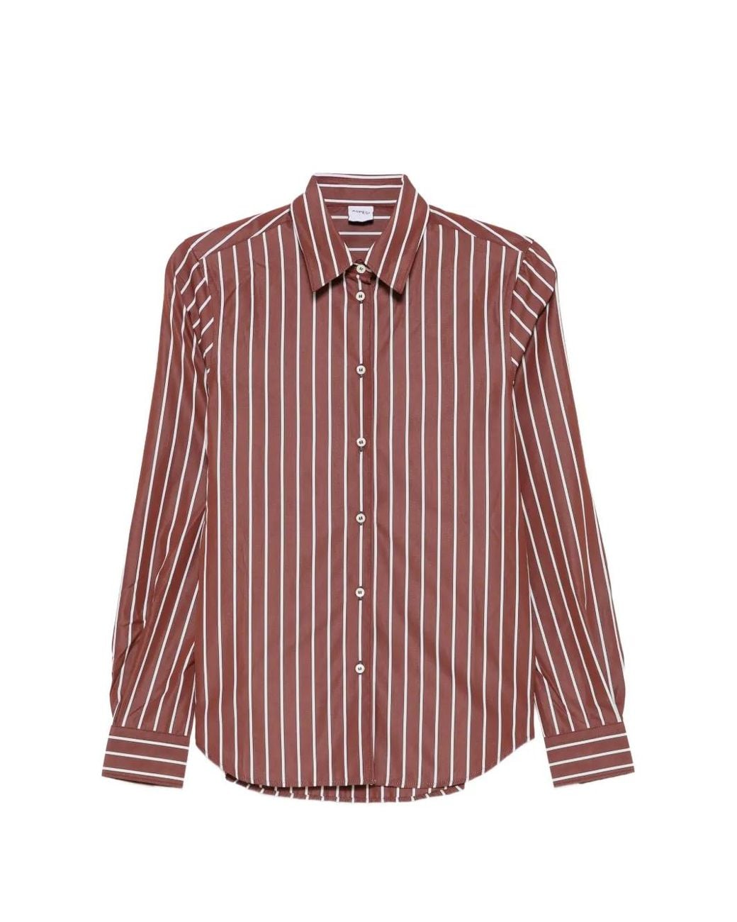 Aspesi Red Vertical-Stripe Cotton Shirt