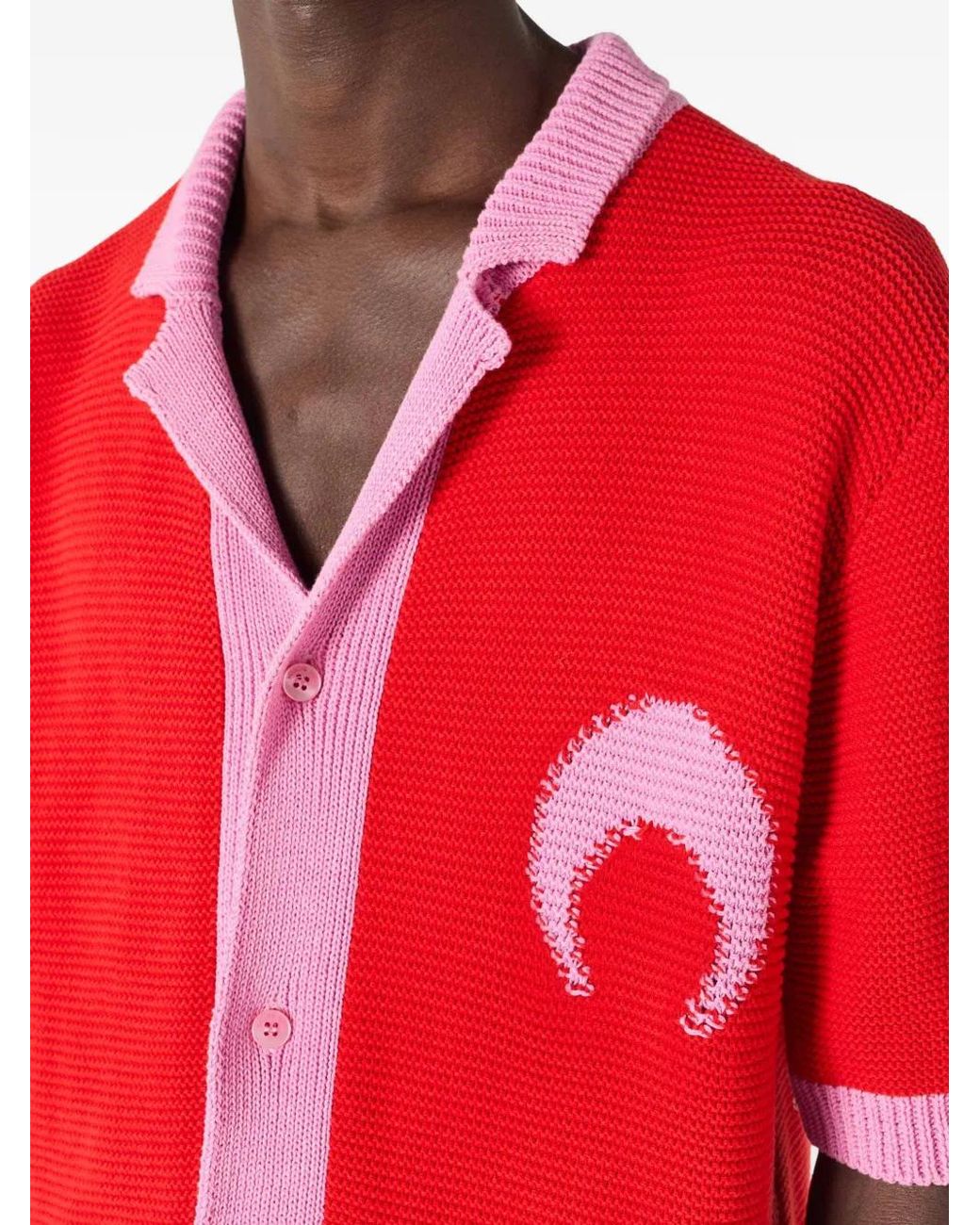 MARINE SERRE Red Crochet Moon Cardigan