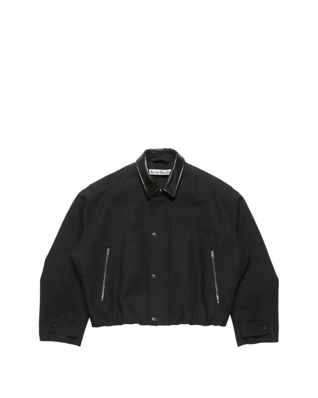 Acne Black Bomber With Leather Collar for men
