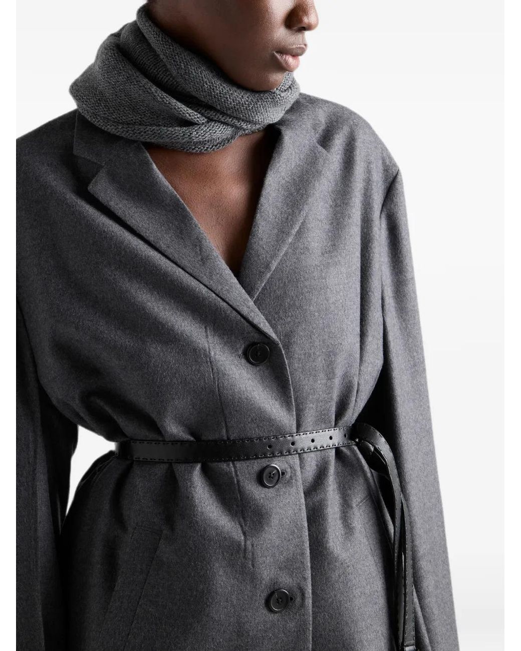 Prada Blue Single-Breasted Cashmere And Wool Coat