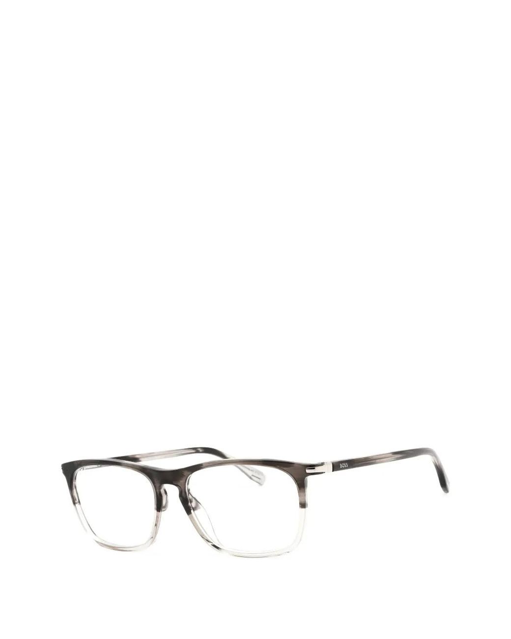 Boss Gray Rectangle-Frame Glasses for men