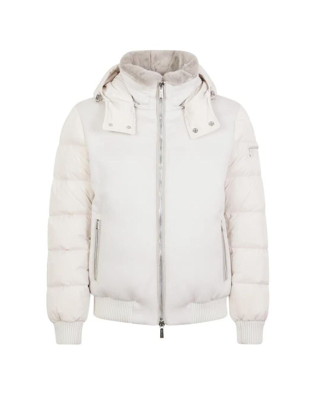 Moorer White Padded Hodeed Jacket for men