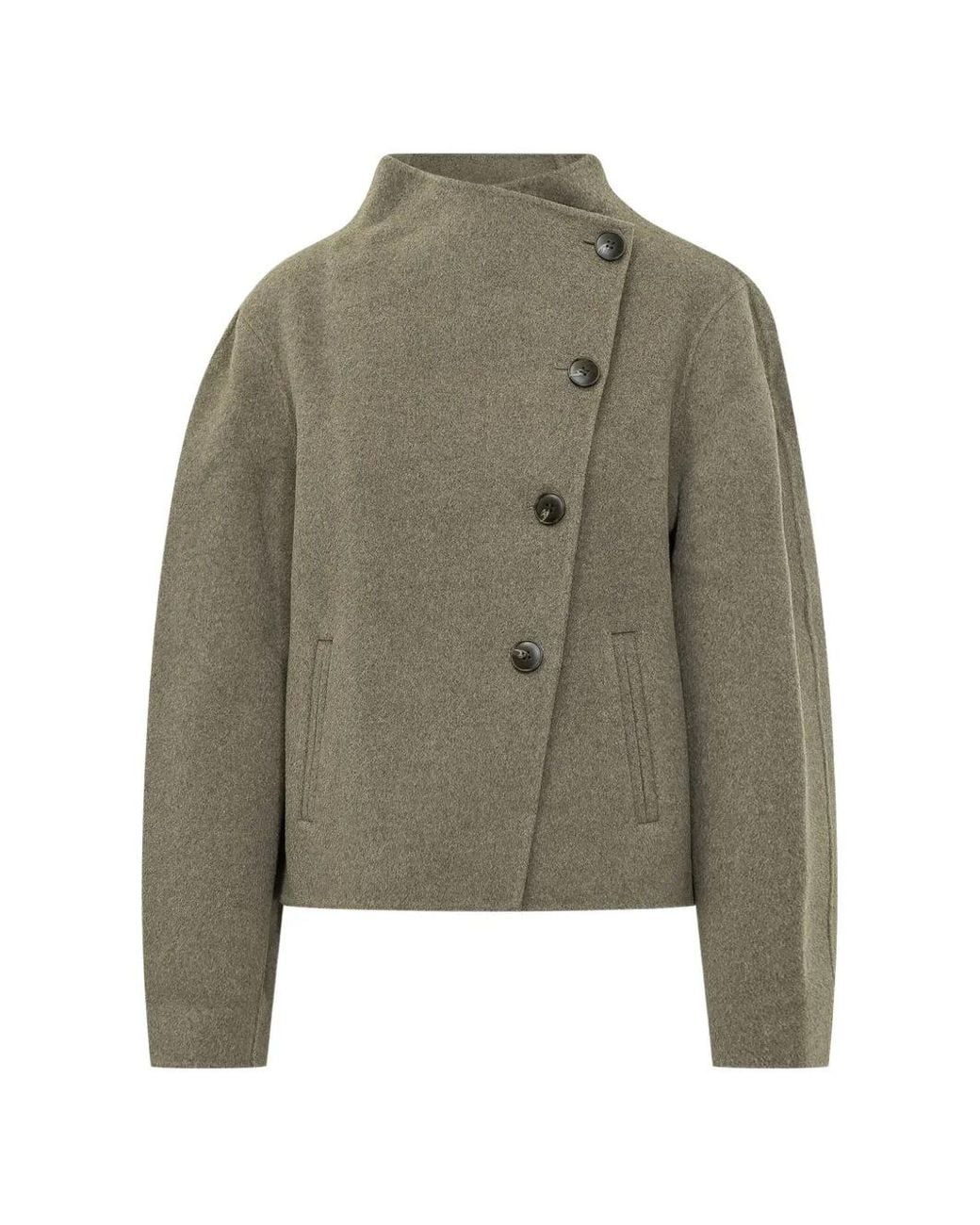 Ba&sh Green Manteau Kemelia À Design Asymétrique