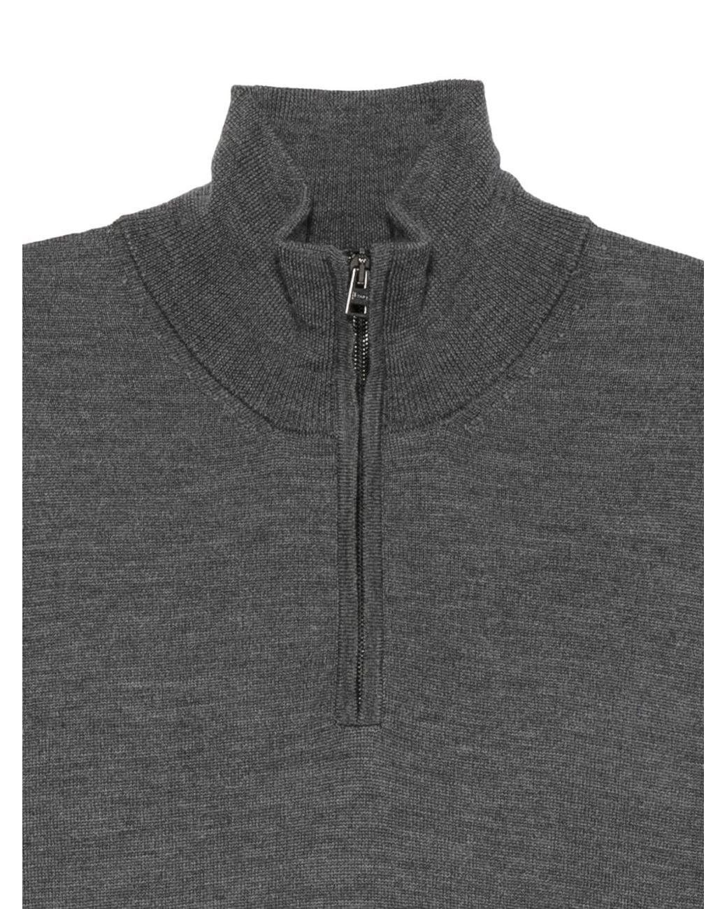 Herno Gray Quarter-Zip Sweater for men