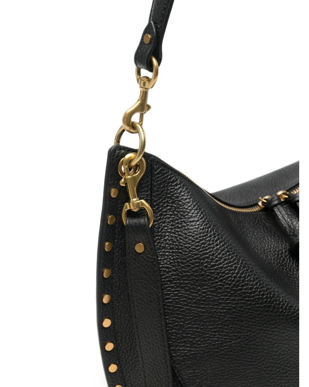 Isabel Marant Black Studded Pebbled Leather Tote Bag