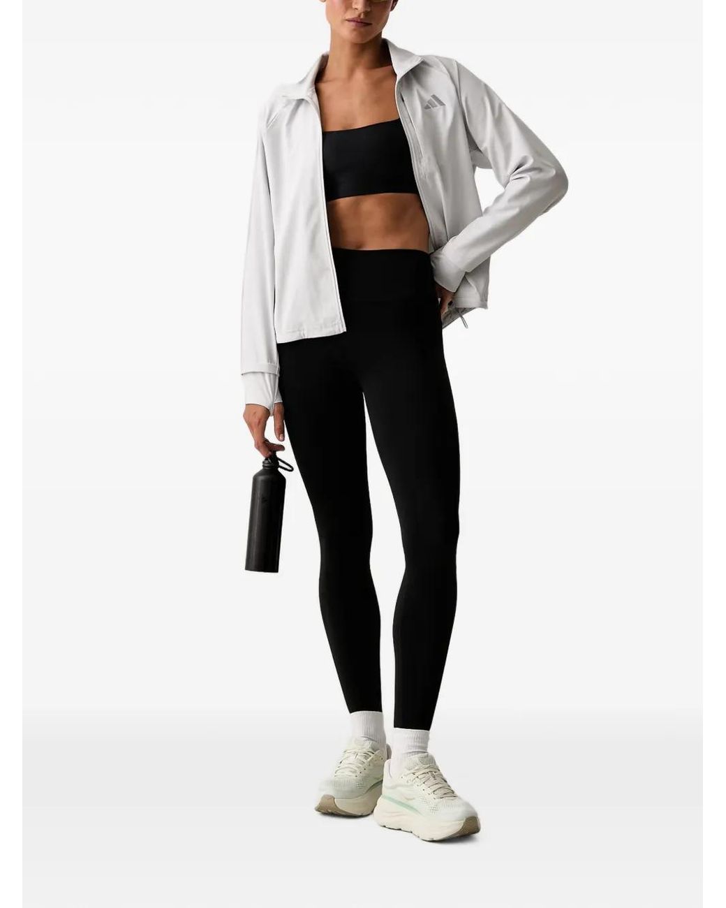 Adidas White Logo-Print Zip-Up Jacket
