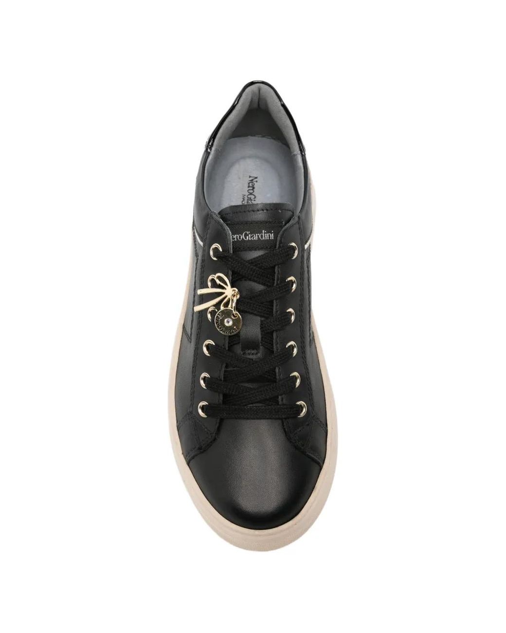 Nero Giardini White Logo-Charm Leather Sneakers