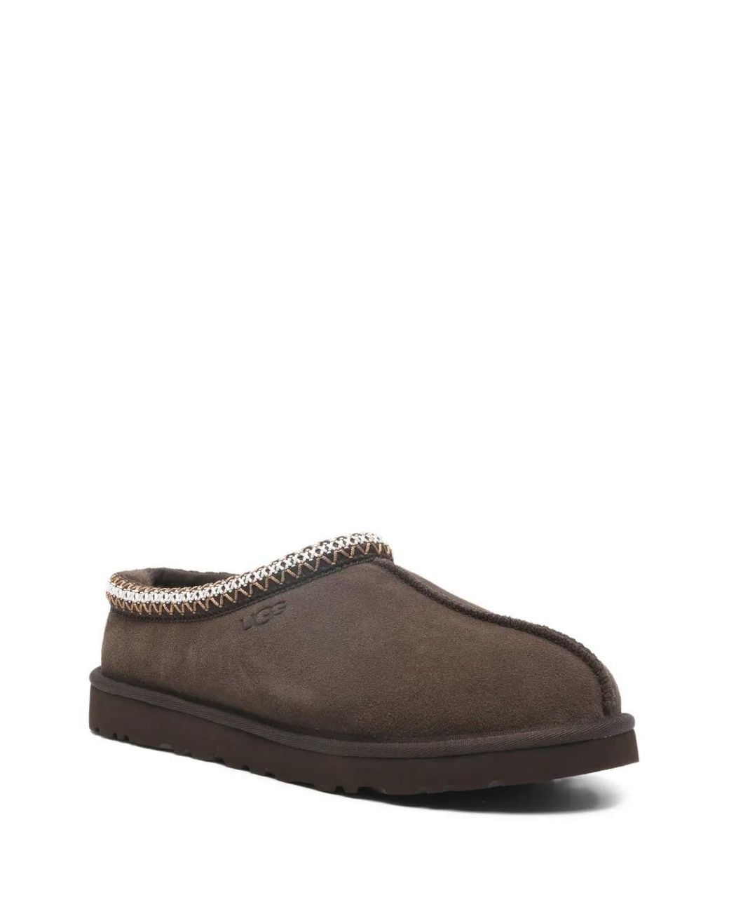Ugg Brown Tasman Ii Embroidered-Trim Suede Mules