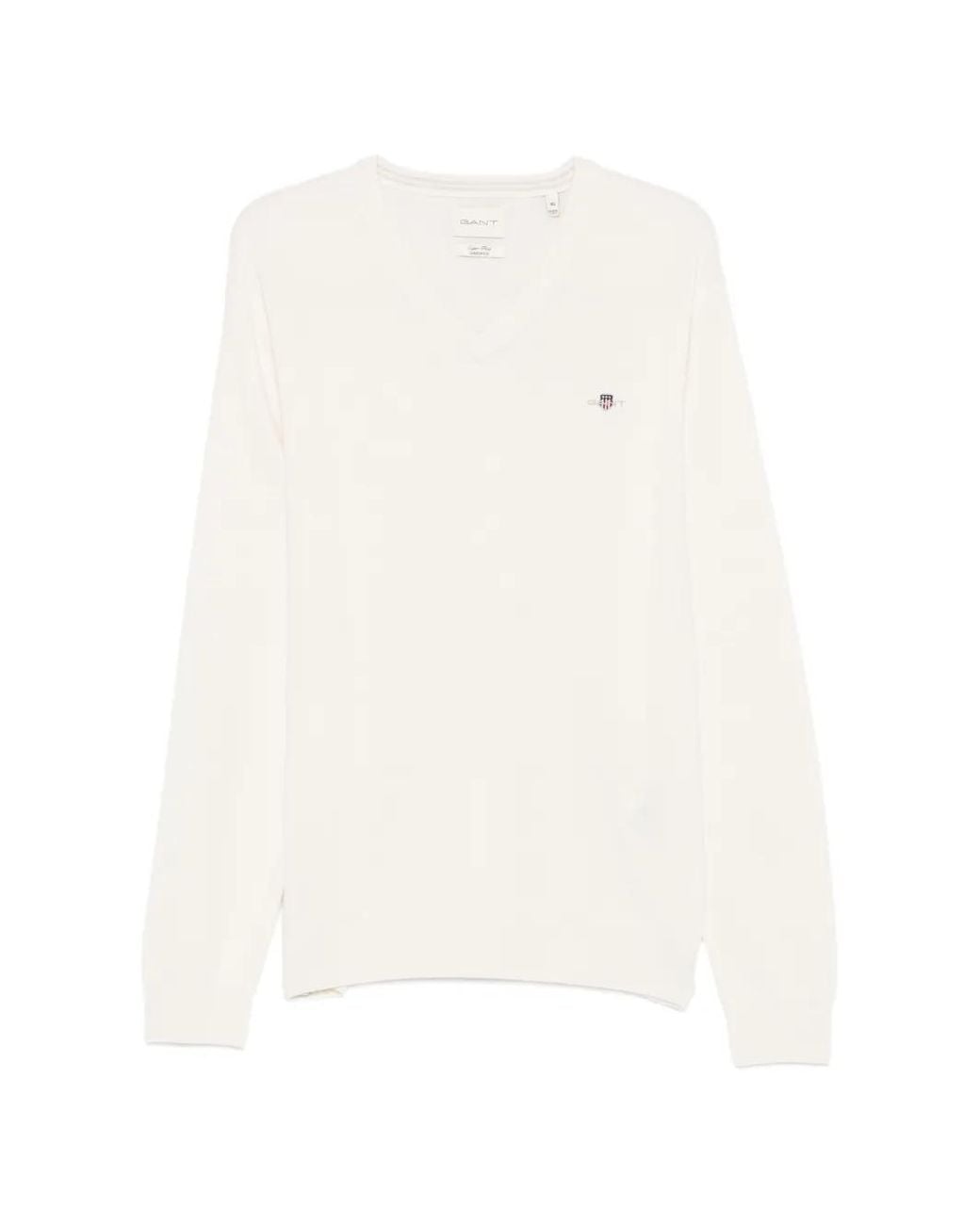 Pull À Col V Et Logo Gant pour homme en coloris White