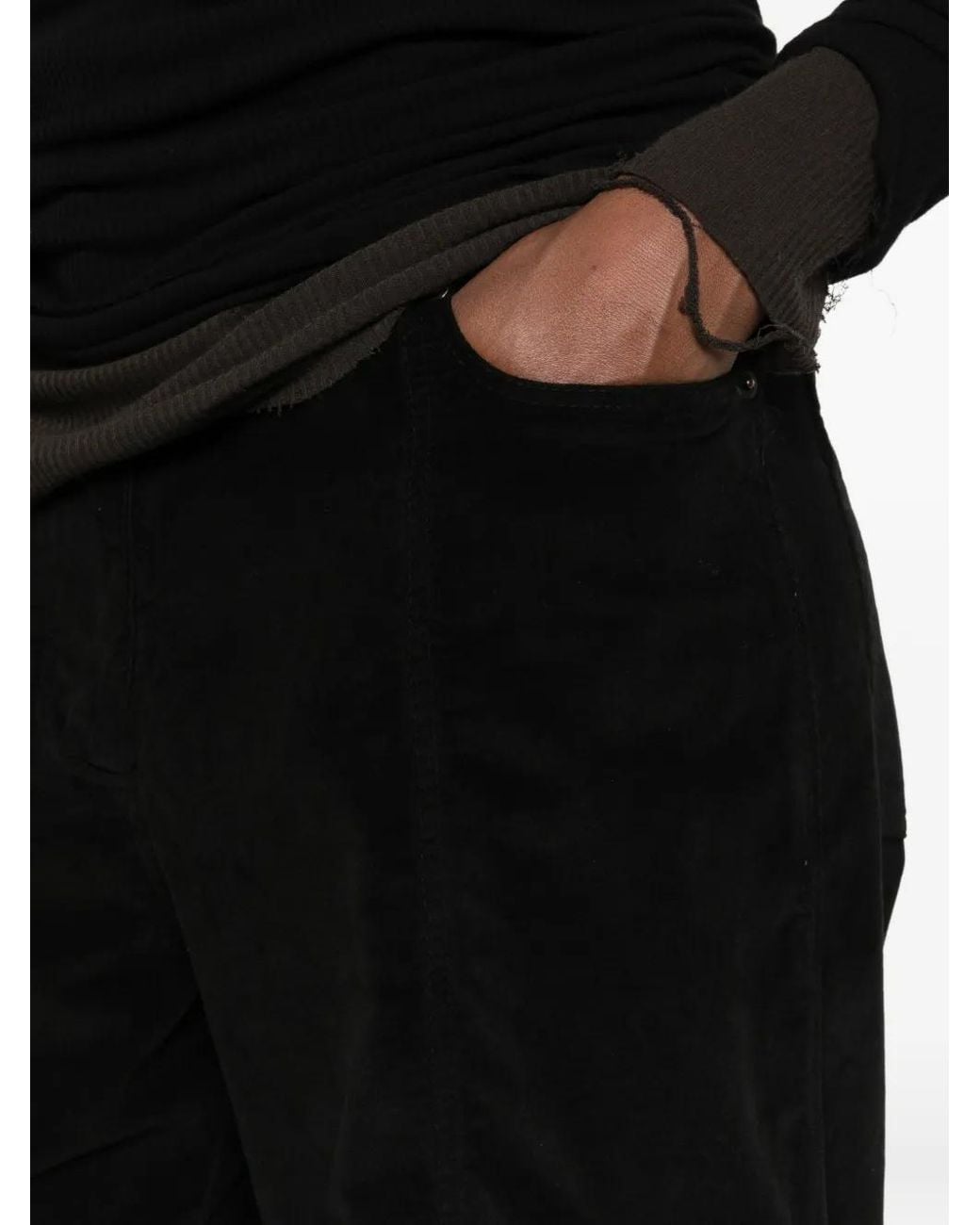 Masnada Black Corduroy Panelled Trousers