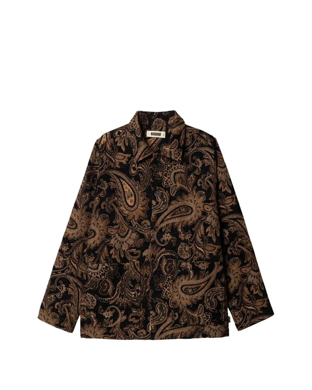 Woodbird Brown Blade Rong Paisley-Print Shirt Jacket for men
