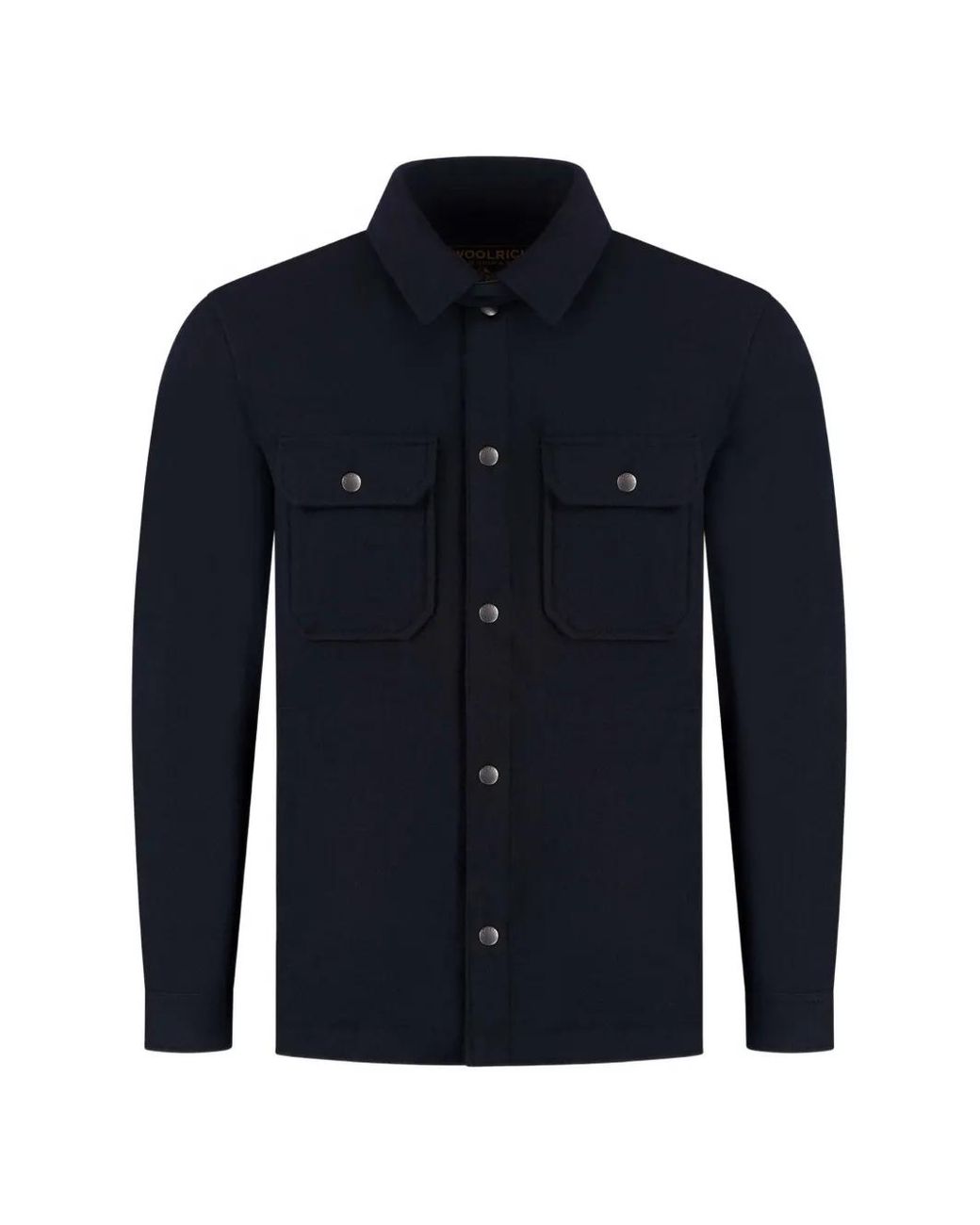 Woolrich Blue Logo-Patch Overshirt for men