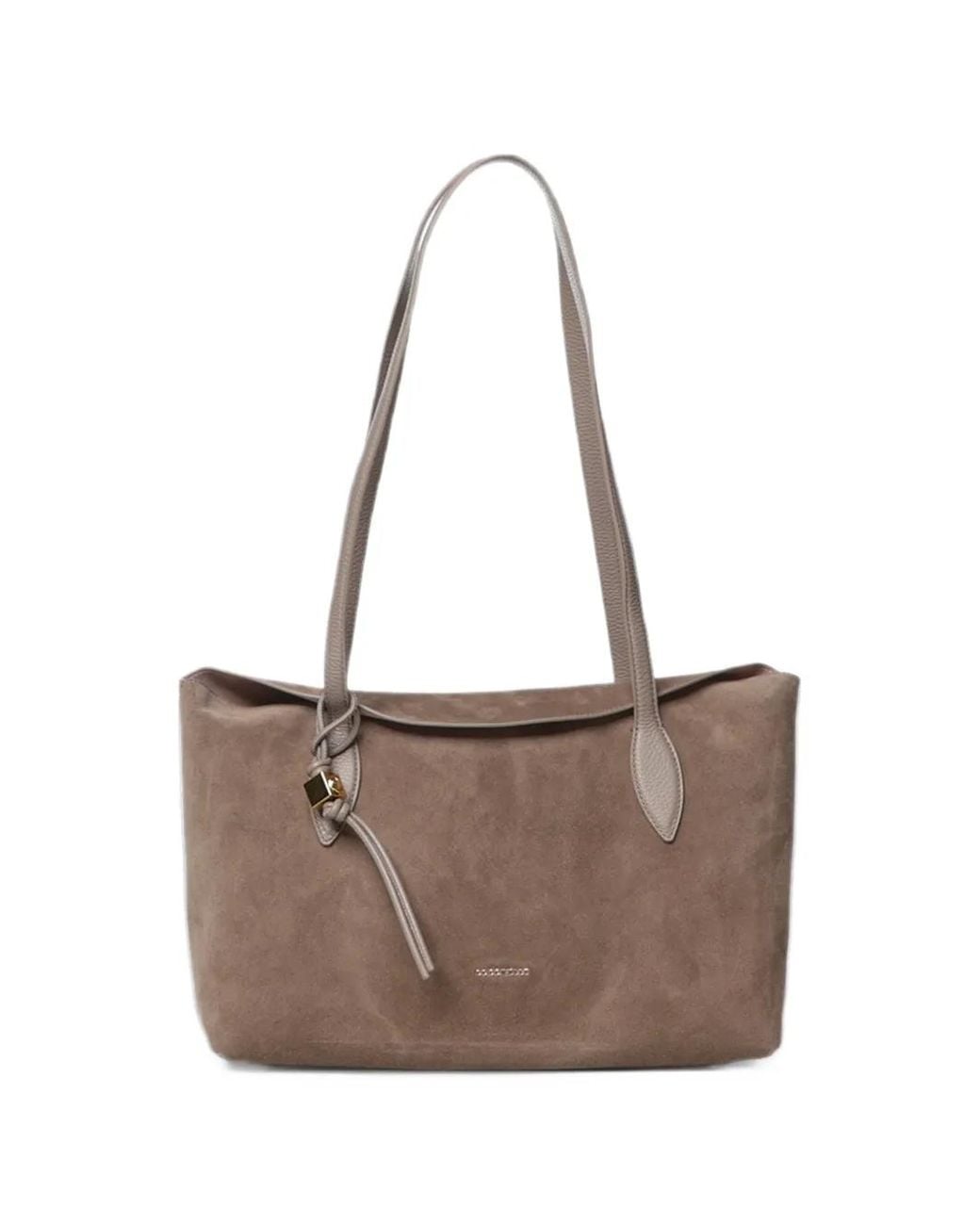 Coccinelle Brown Suede Logo-Detail Shoulder Bag
