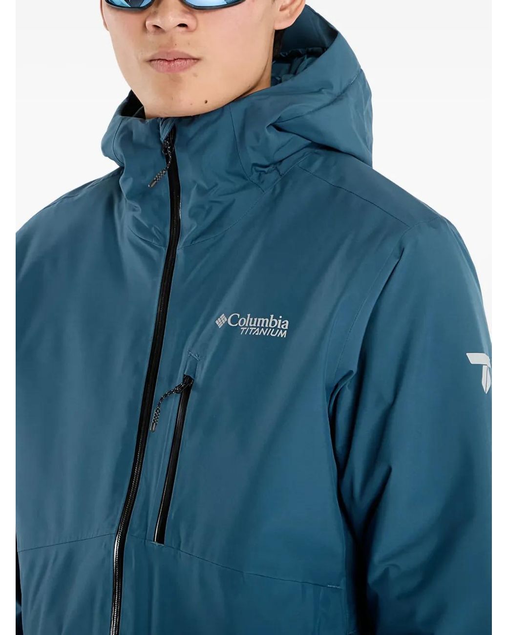 Columbia Explorer's Edge Ii Logo Detail Hooded Jacket in Blue for Men ...
