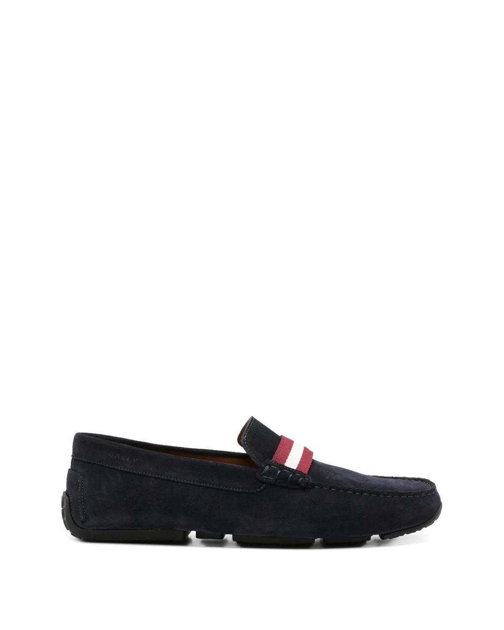 Bally Black Leather Men\'s Loafers with White Stripe BALLY Size 9.5 Black White Stripe Leather Slip On Loafers  main image 2