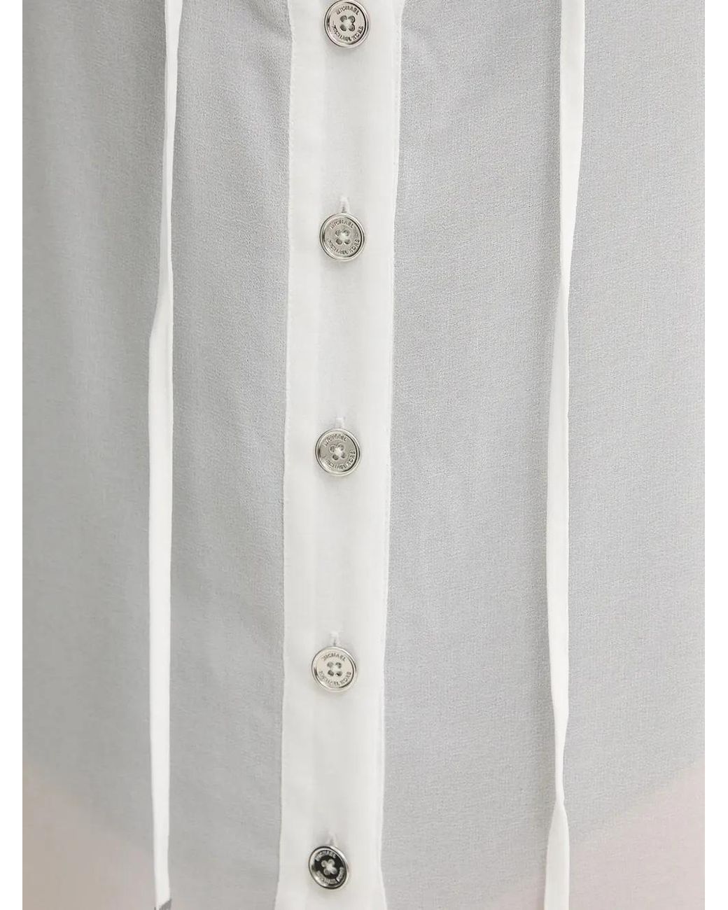 MICHAEL Michael Kors White Button-Front Tie-Neck Top