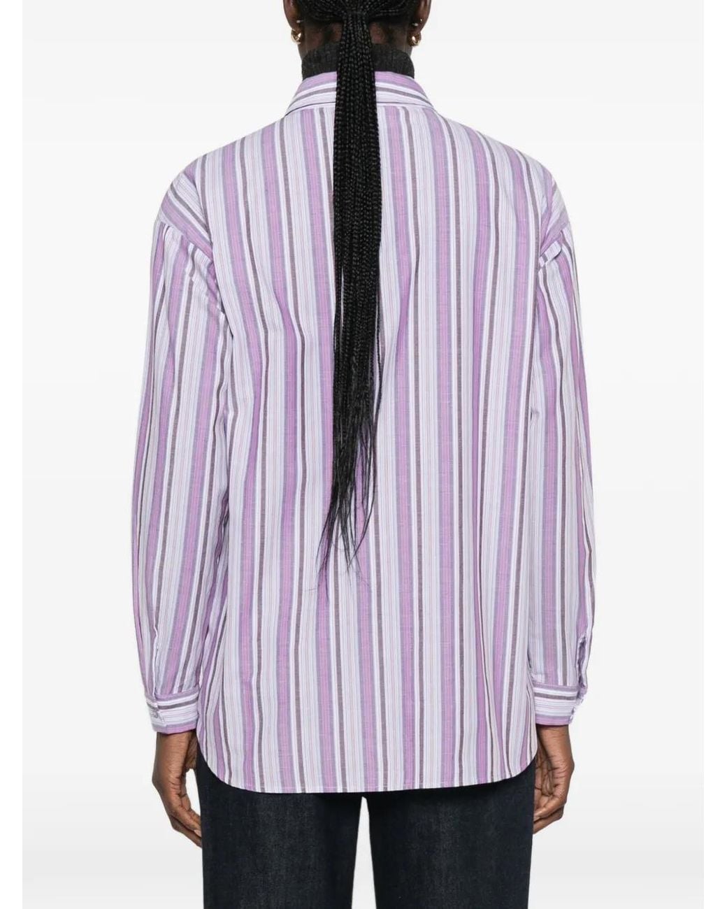 MAISON 123 Purple Marilou Striped Cotton Shirt