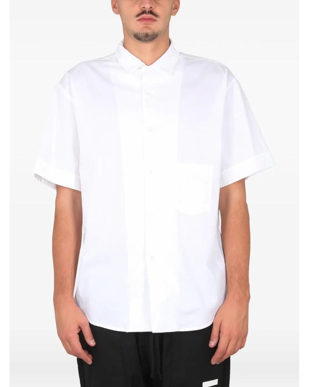 Ih Nom Uh Nit White Short-Sleeve Chest-Pocket Shirt for men
