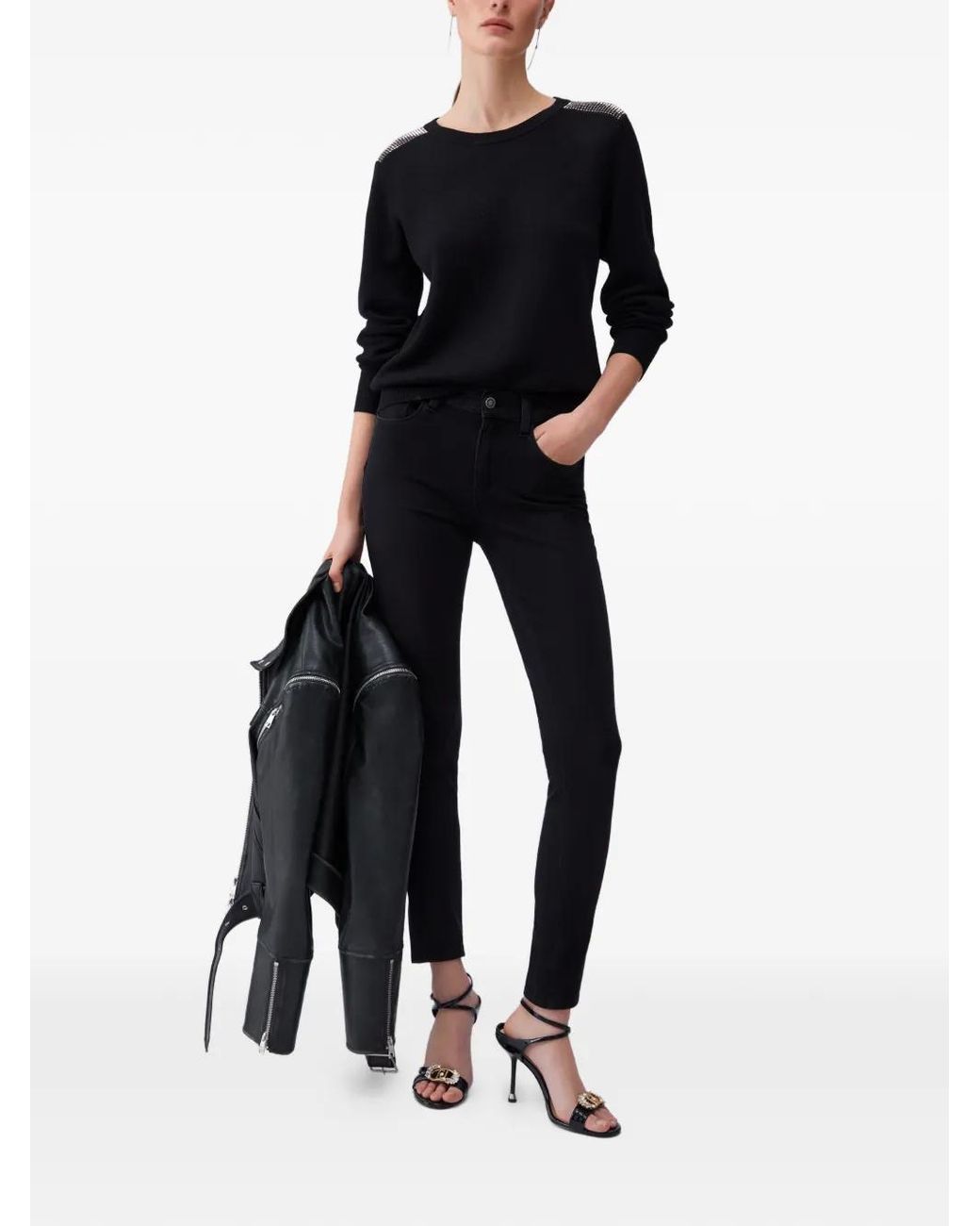 Liu Jo Black Bead-Embellished Top