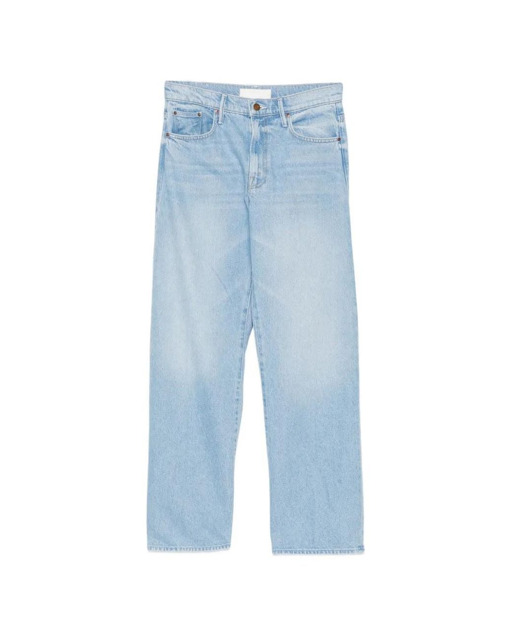 Mother Blue Faded Wide-Leg Jeans