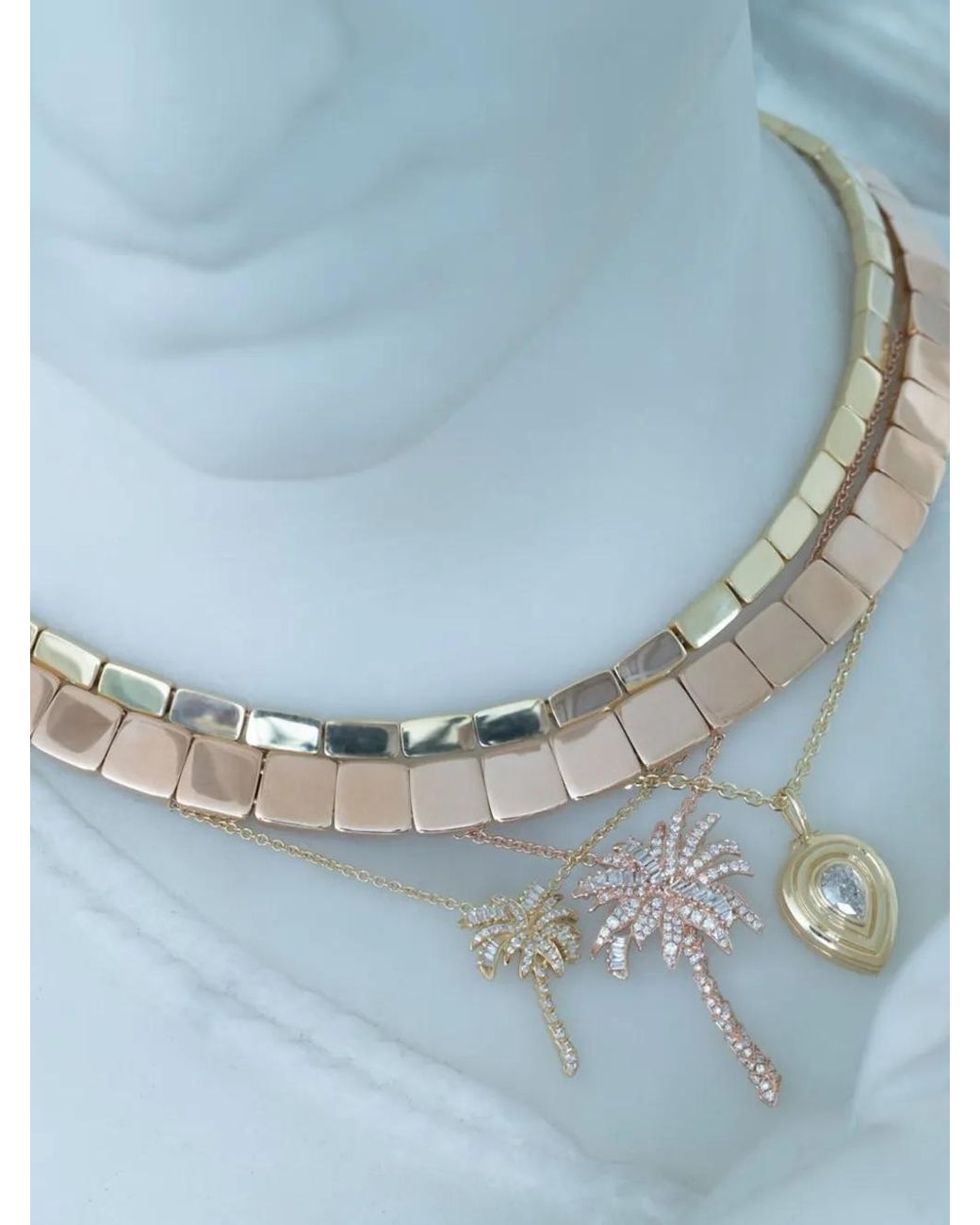 Anita Ko Metallic 18Kt Rose Palm Tree Diamond Necklace