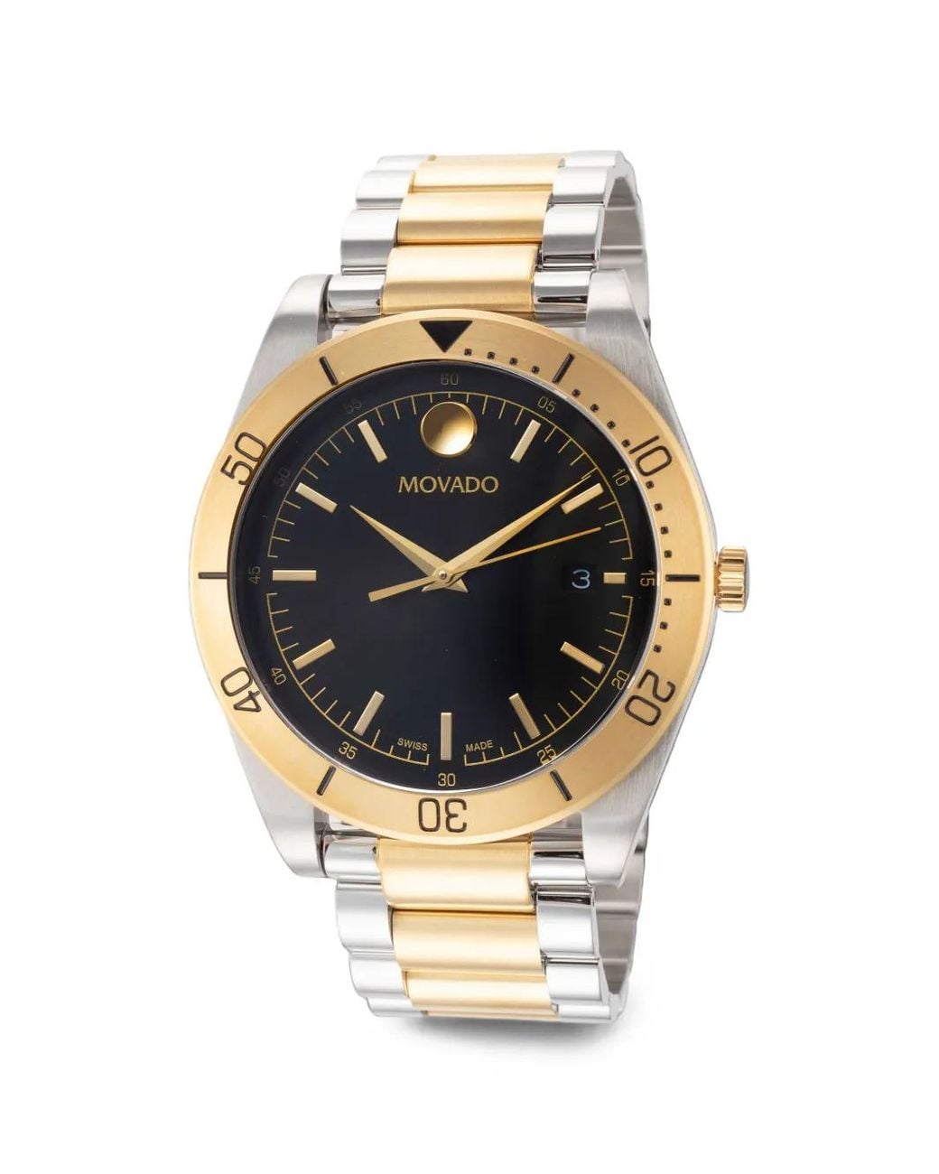 Movado Metallic Logo-Print 41Mm Watch for men