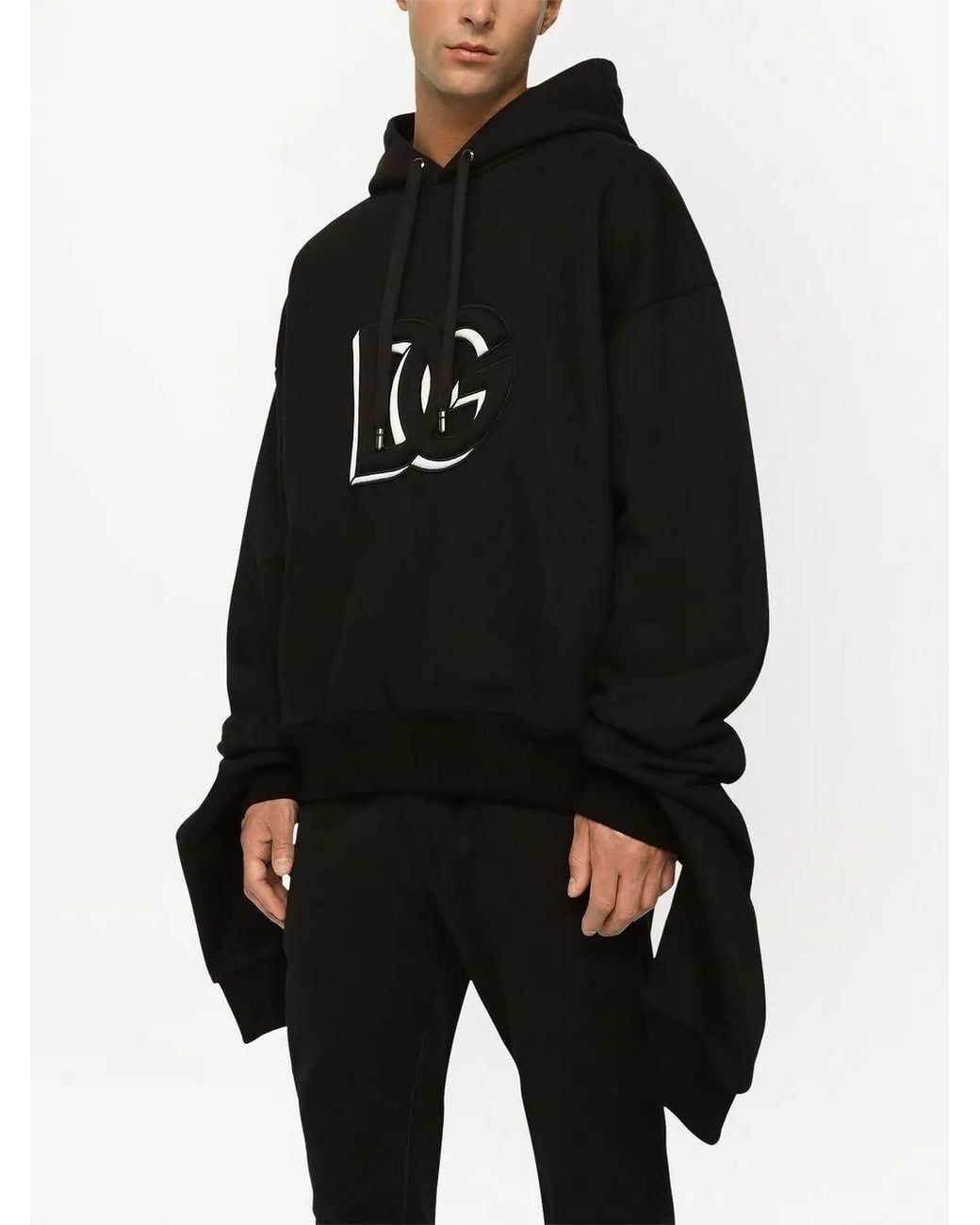 Dolce & Gabbana Black Logo-Print Hoodie for men