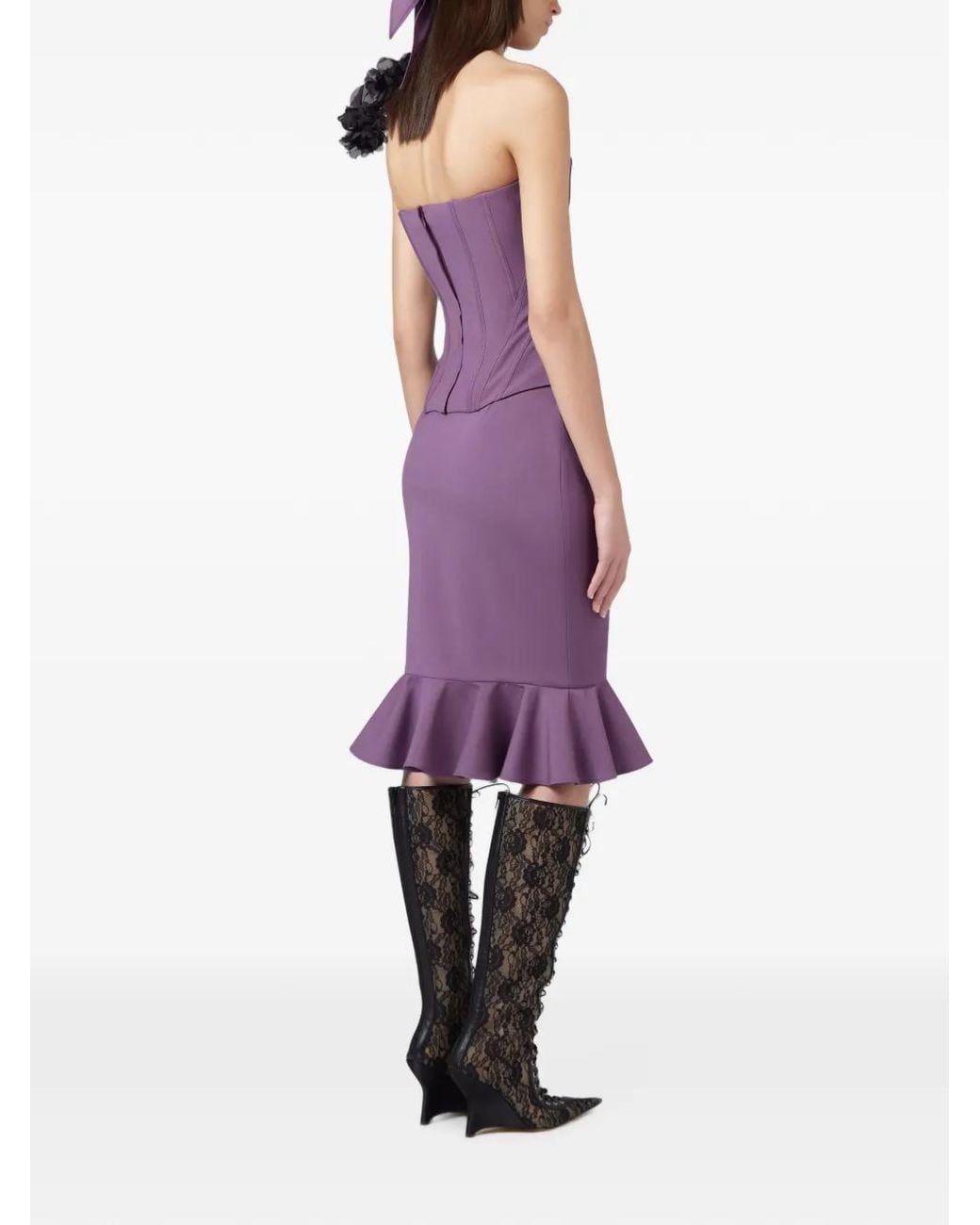 GIUSEPPE DI MORABITO Purple Ruffled-Trim Midi Skirt