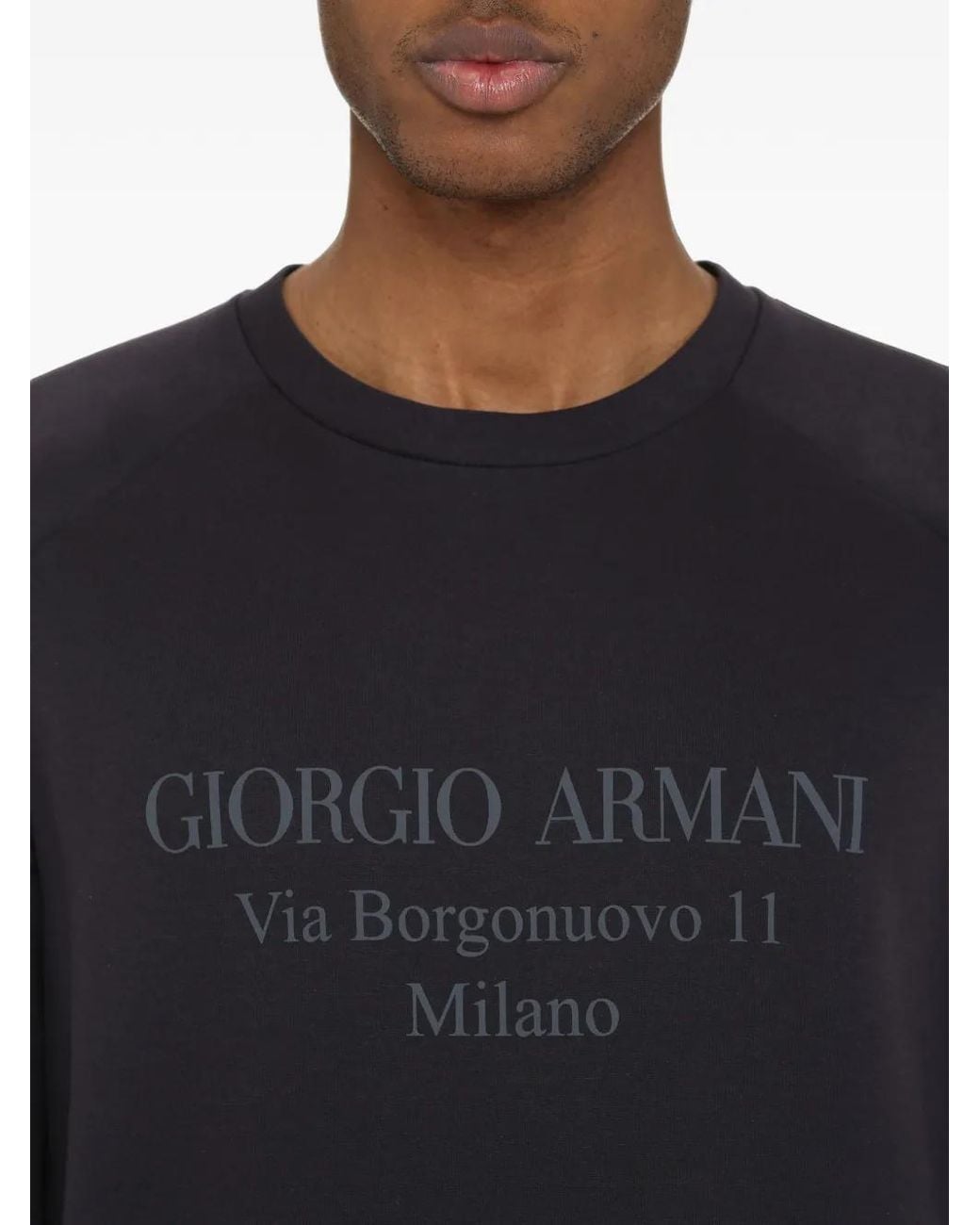 Giorgio Armani Blue Logo-Print Raglan-Sleeve Sweatshirt for men