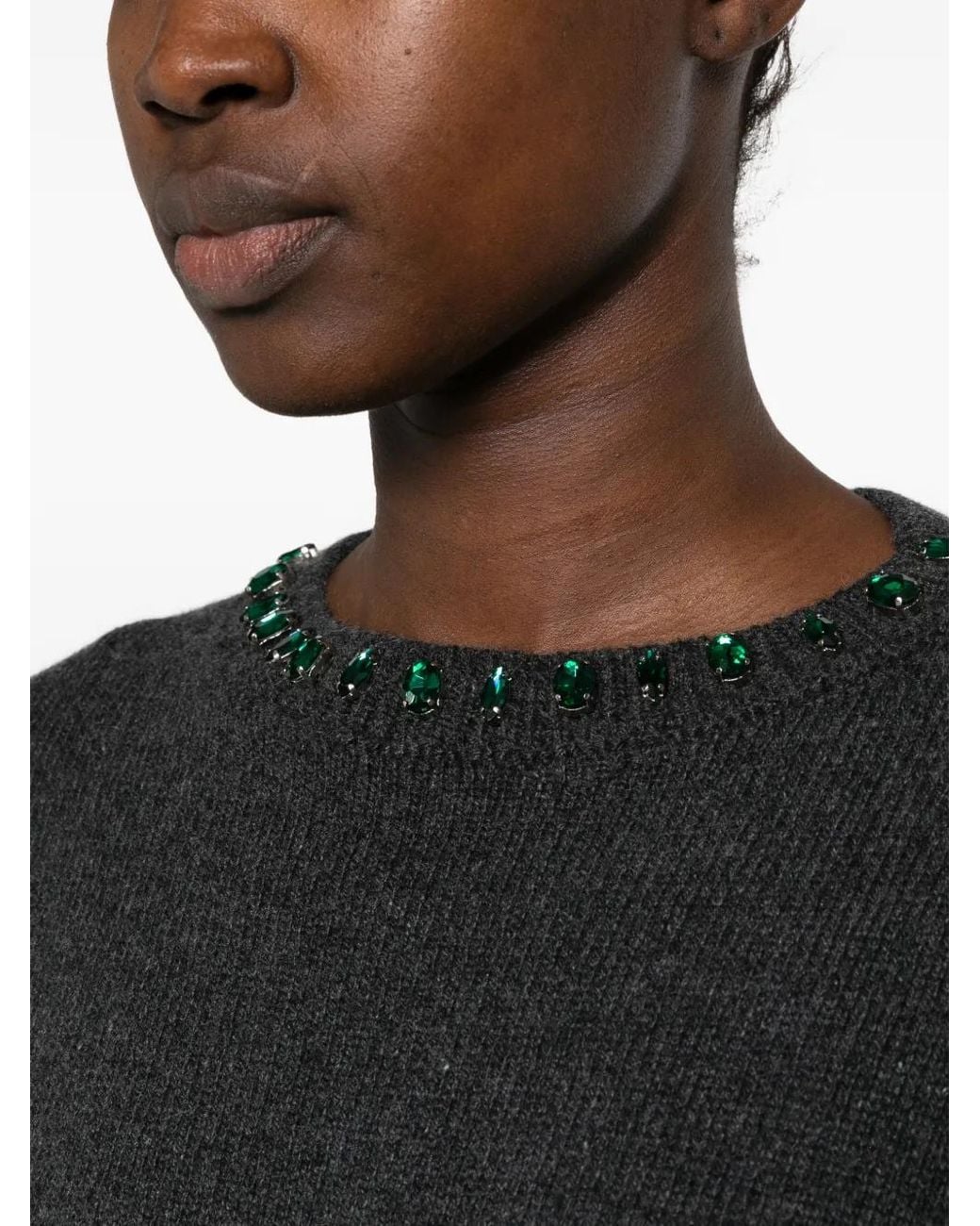 Liviana Conti Black Crystal-Embellished Knitted Sweater